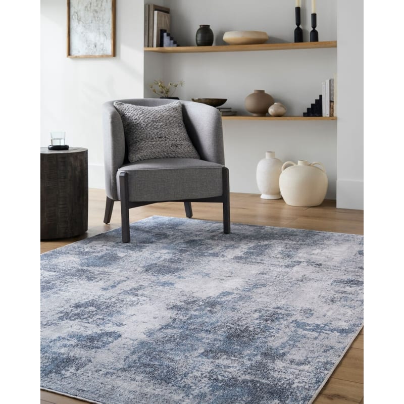 Livabliss Lillian Modern Washable Area Rug - 2'2" x 3'9" - Dark Blue/Ivory