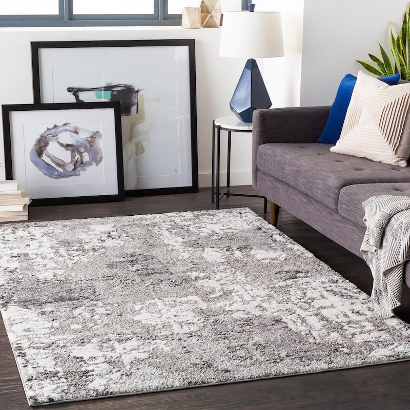 Livabliss Nicolo Abstract Plush Area Rug - Charcoal - 2' 7" x 7' 3"