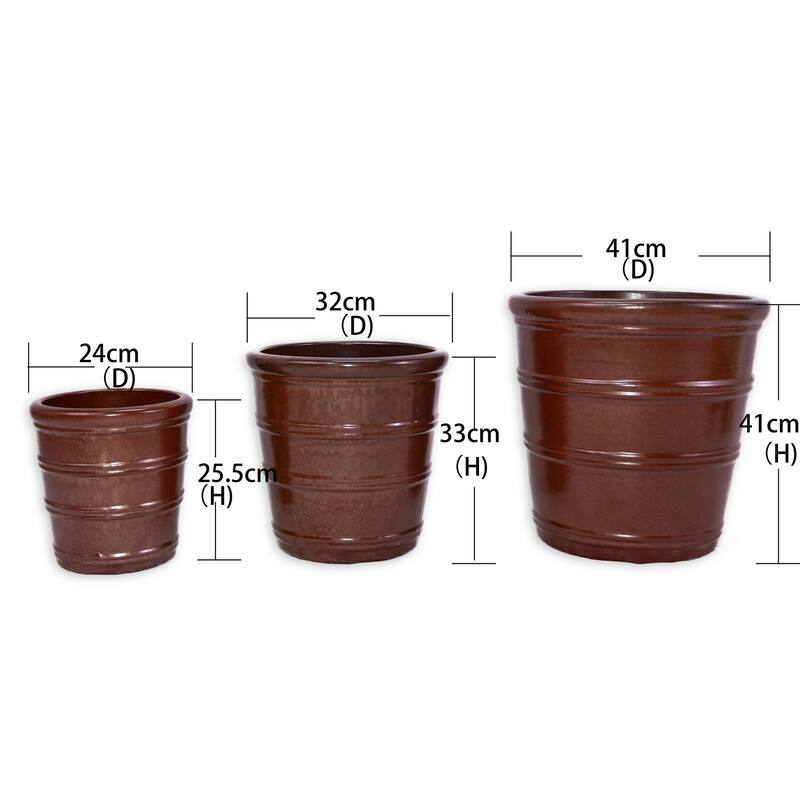 Large Ceramic Flower Pot 16 Inch Bean Paste Red Planter with Drainage Hole Frost Resistant Indoor Outdoor Garden Decor