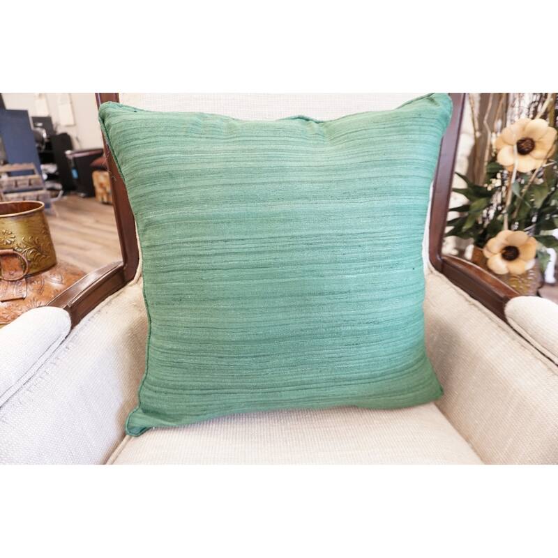Home&Manor Raw Silk Throw Pillow 18" Dark Green On Sale Bed Bath