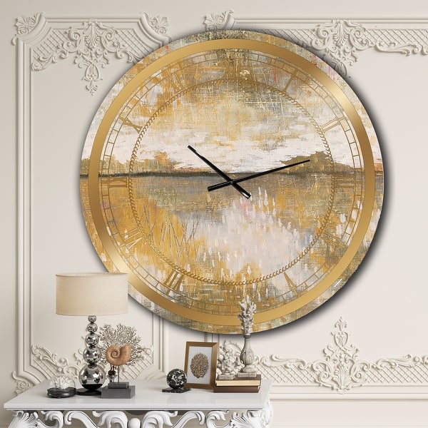 Designart Glam Cream And Brown Curious Sky Glam Wall Clock Overstock 27807676