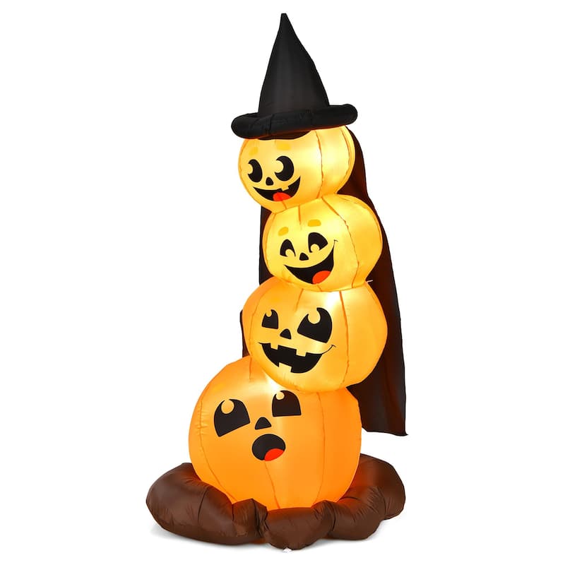 7 Ft Halloween Inflatable Stacked Pumpkins with LED Lights Blower - Orange