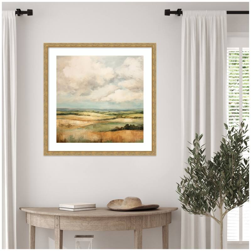 Kate and Laurel Framed Art Rolling Hills Abstract Landscape by The Creative Bunch Studio