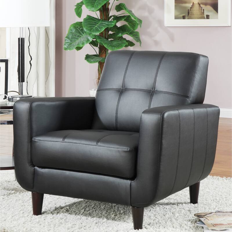 Marina Mid-century Modern Design Black Upholstered Accent Chair