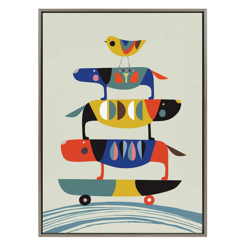 Kate and Laurel Sylvie Skate Dog Framed Canvas by Rachel Lee