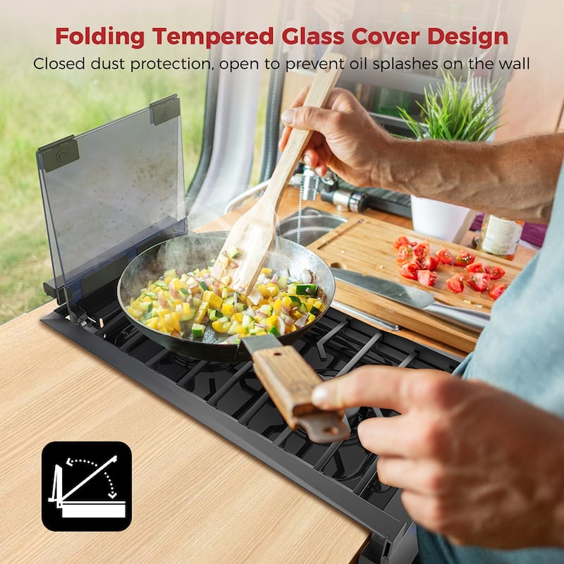 CAMPLUX 12 in. RV Propane Gas Cooktop with 2 Burners On Sale Bed