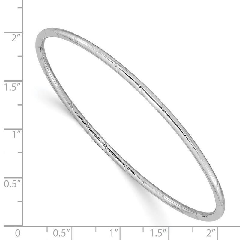 Curata 14k White Gold 2.5mm Grooved Slip on Stackable Bangle Bracelet