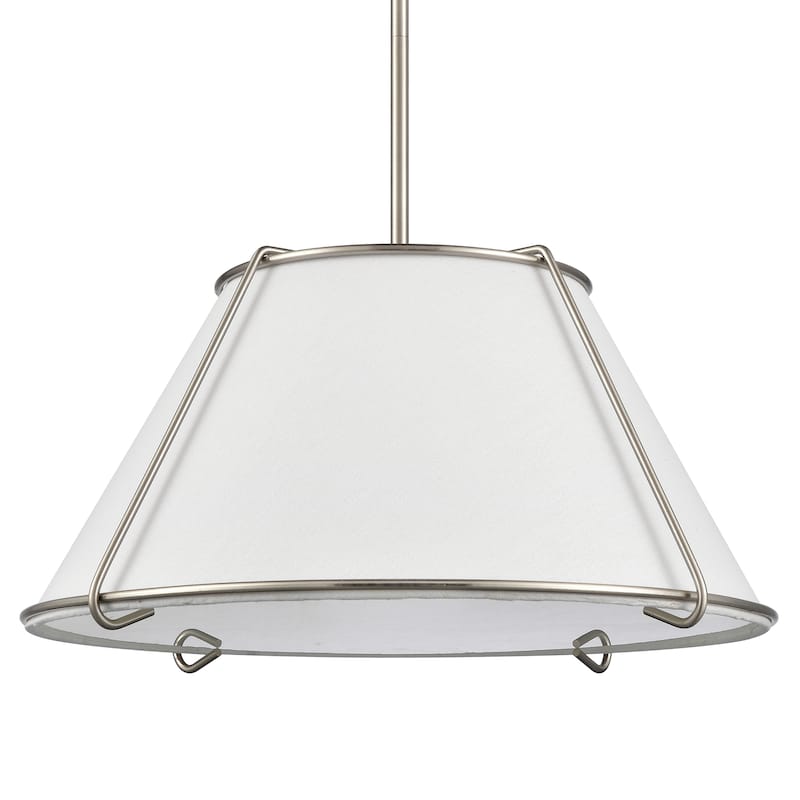 Elk Home Regalia Satin Nickel With White Linen Shade 1 Light Pendant - 18''