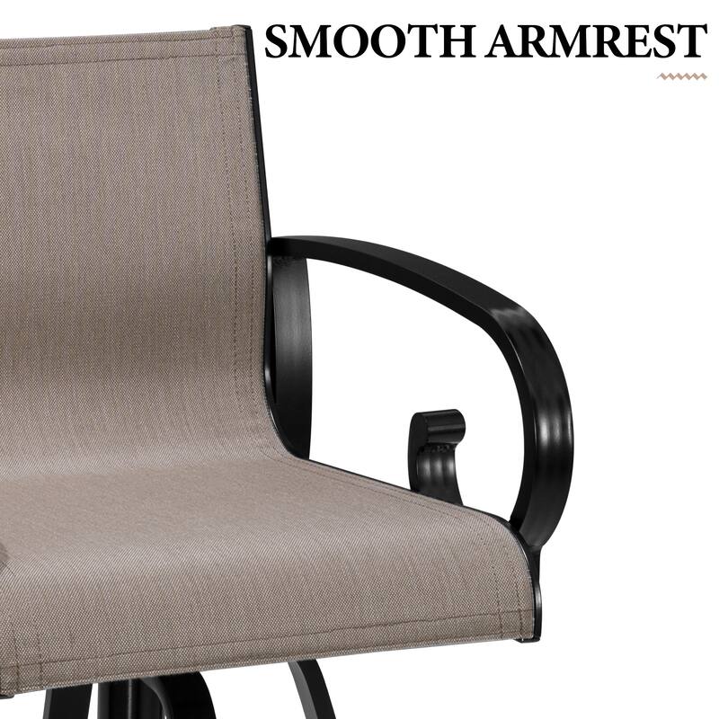VredHom Outdoor Patio Bar Stools Swivel Bar Chair Sunbrella Textilene Sling - 20.1 in W x 44.3 in H