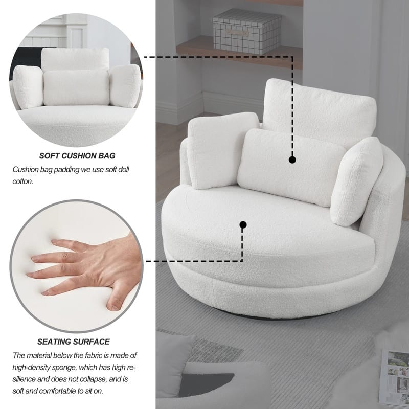Modern style round double sofa chair leisure armchair, teddy velvet fabric