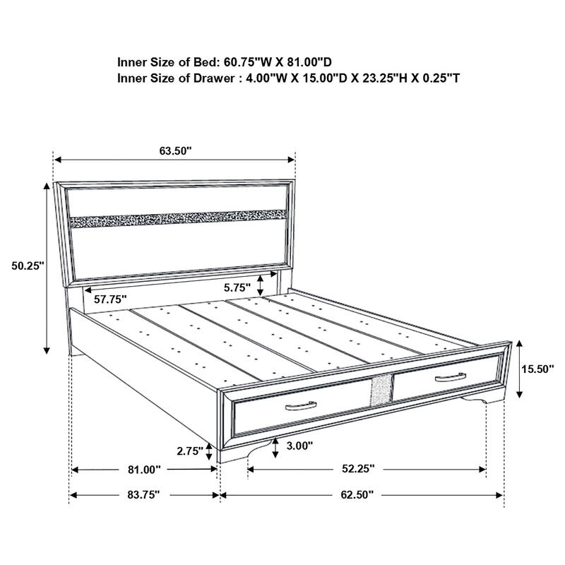 Queen Size Solid Wood Storage Bed with Integrated Drawers and Slatted Platform
