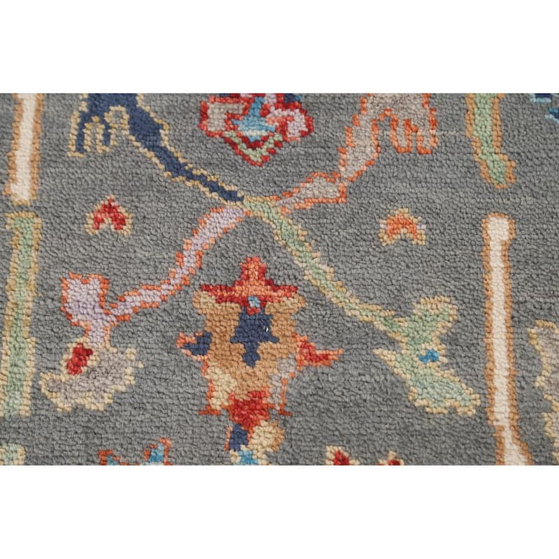 Gray Oushak Oriental Area Rug Handmade Geometric Wool Carpet - 4'0"x 6'0"