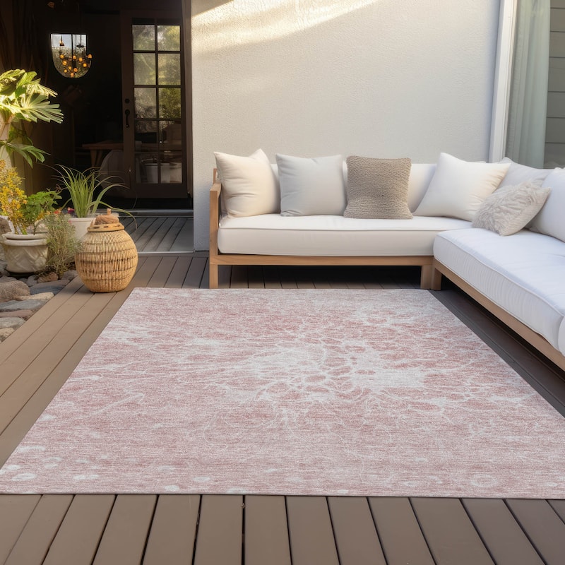 Machine Washable Indoor/ Outdoor Chantille Modern Vintage Floral Rug