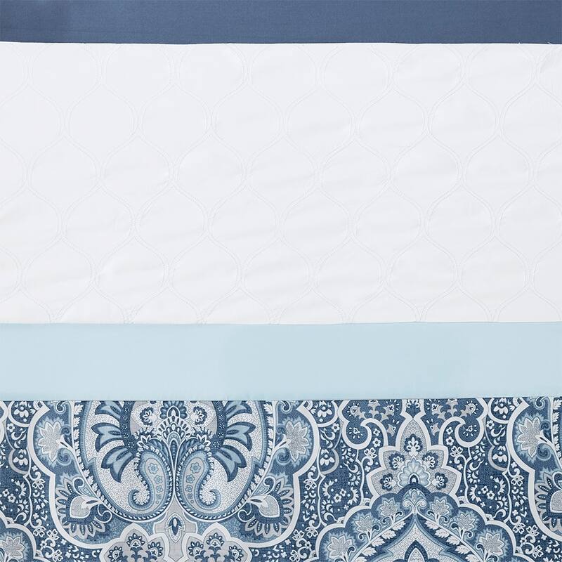 Transitional Printed and Embroidered Shower Curtain