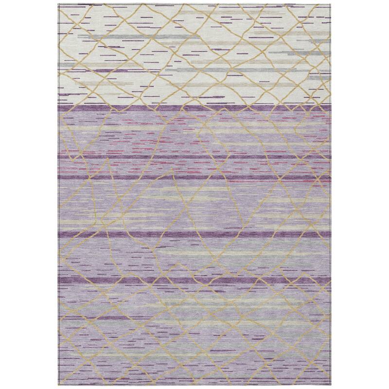 HomeRoots Striped Modern Rectangle Outdoor Rug