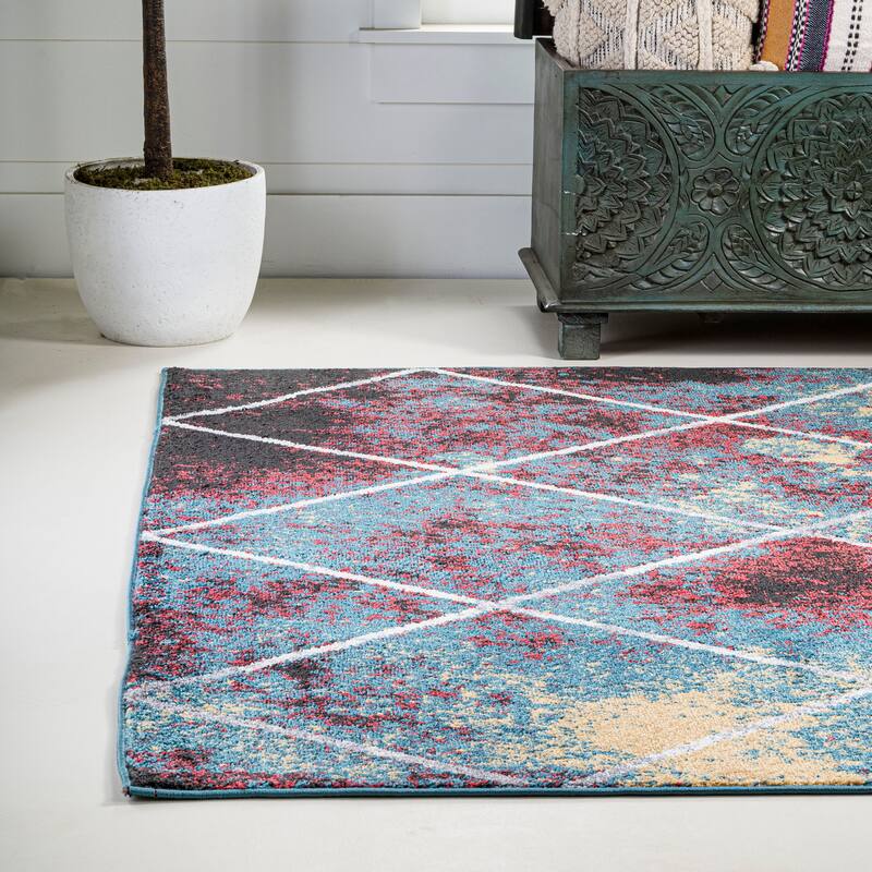 JONATHAN Y Viscon Minimalist Diamond Trellis Area Rug