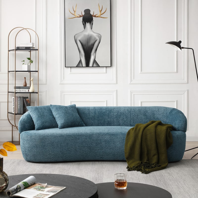 3-Seater Modern Contemporary Upholstered Fabric Sofa for Living Room - Navy Blue