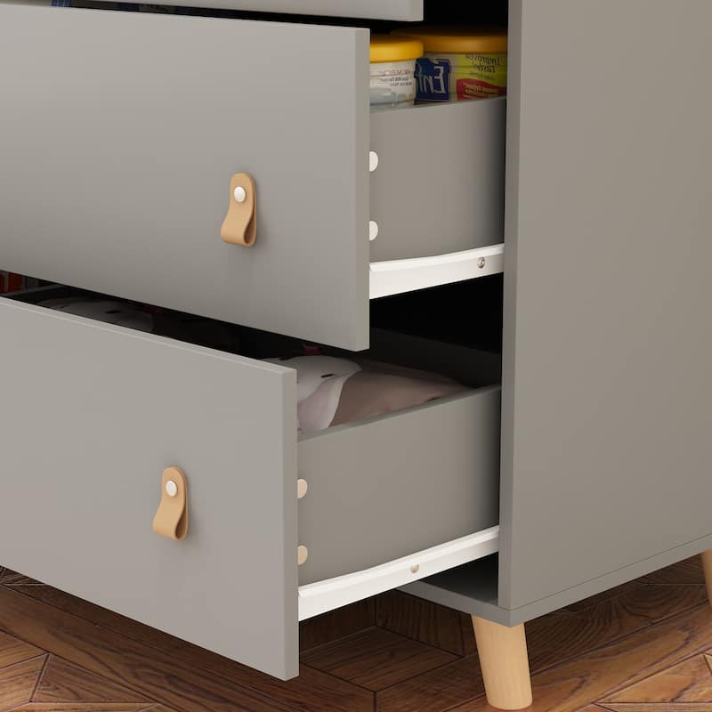 Baby Changing Table Dresser with 4 Drawers,Shelf Hidden Trash Storage