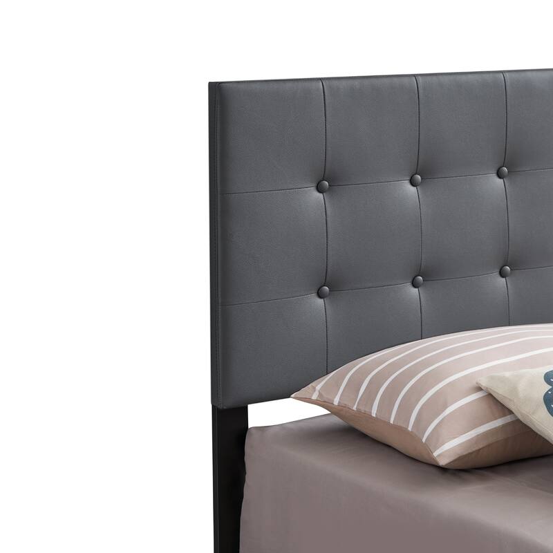 Solid Button Tufted Twin Panel Bed - 77" - Dark Gray