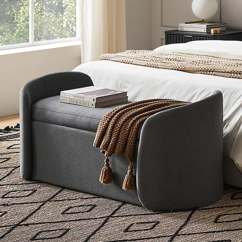 mopio Sophie 51" Ottoman Storage Bench, Entryway Bench with Storage - Dark Gray Fabric