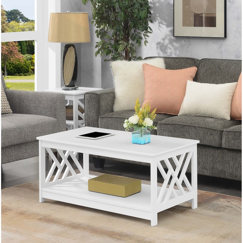 Convenience Concepts Titan Coffee Table with Shelf - White