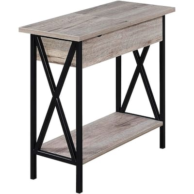 Electric Flip Top Table with Storage & Charging - USB Outlets, Cable Management, Modern Design, 24" - 24
