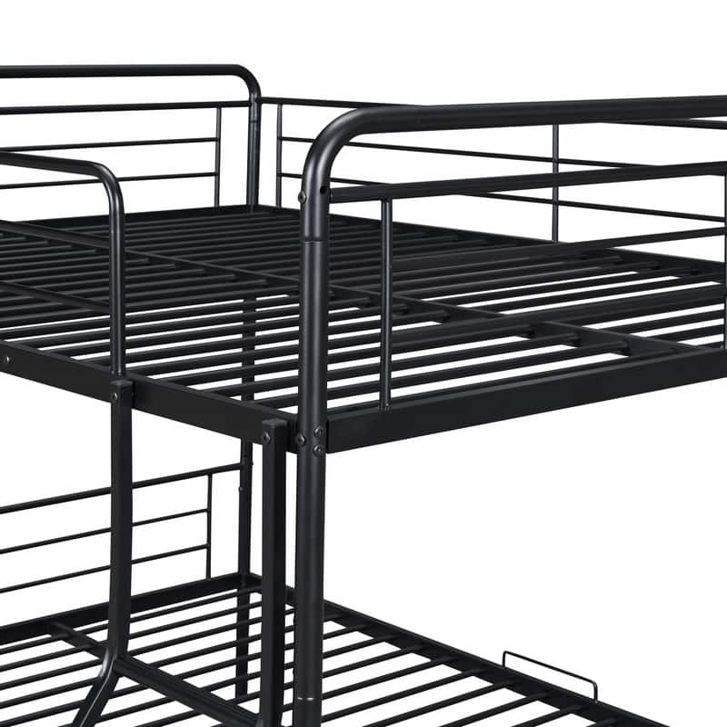 Full XL Over Queen Metal Bunk Bed with Twin Size Trundle