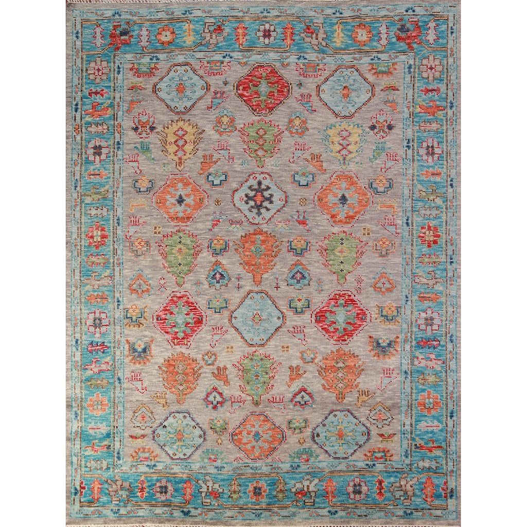 Tribal Geometric Oushak Oriental Area Rug Handmade Wool Carpet - 8'0" x 9'11"
