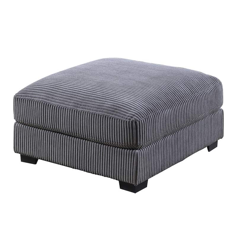 Gray Wide-Welt Corduroy Upholstered Modular Piece - Ottoman