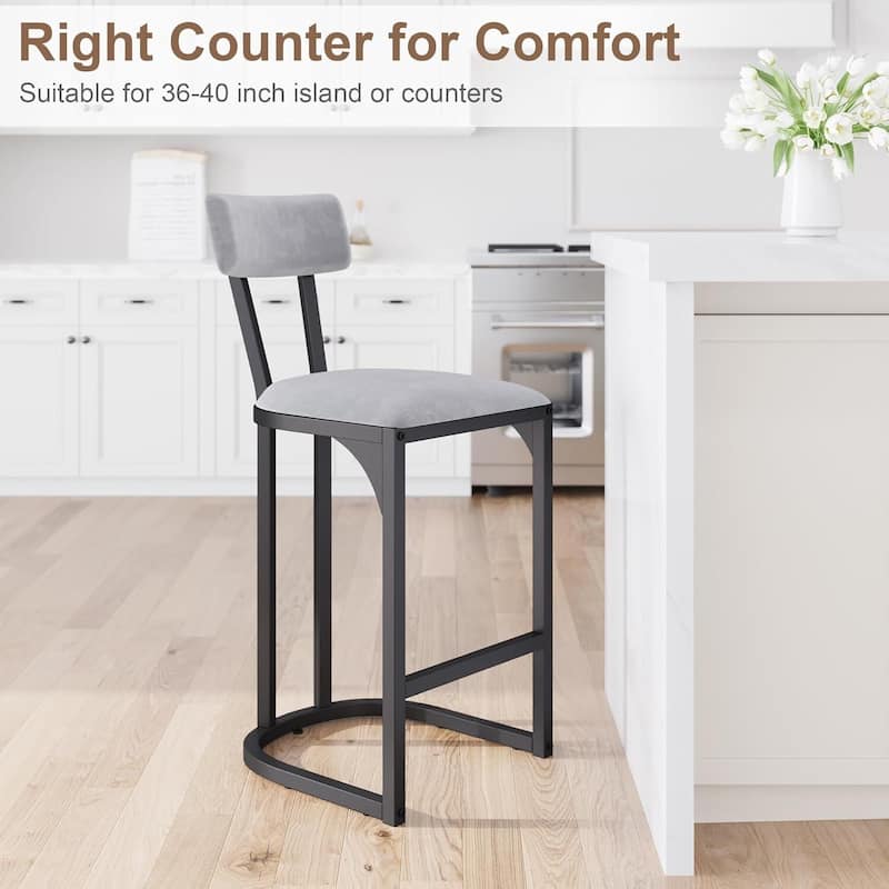 Modern Counter Height Tall Bar Stools Set of 2 with Upholstered