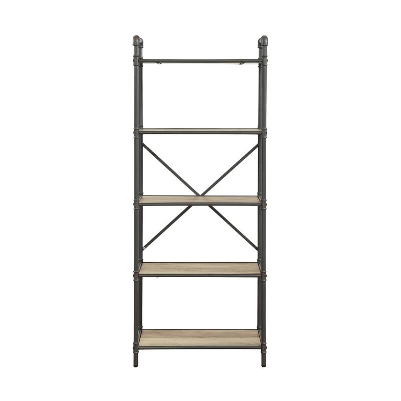 Itzel Antique Oak & Sandy Gray Finish Bookshelf