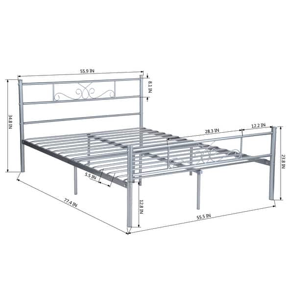 Twin/ Full Size Easy to Assemble Metal Bed Frame Platform Box Spring