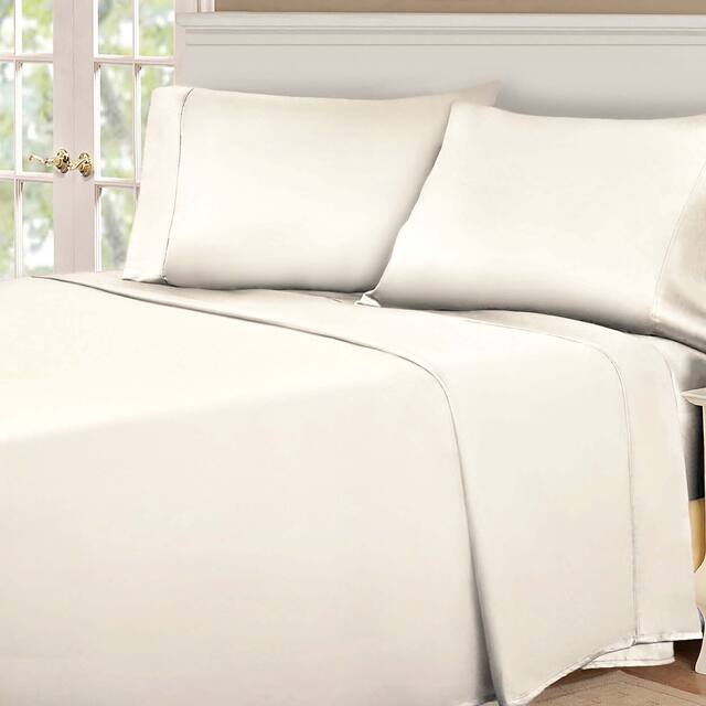 Miranda Haus Egyptian Cotton 530 Thread Count 4 Piece Solid Deep Pocket Bed Sheet Set - Full - Ivory