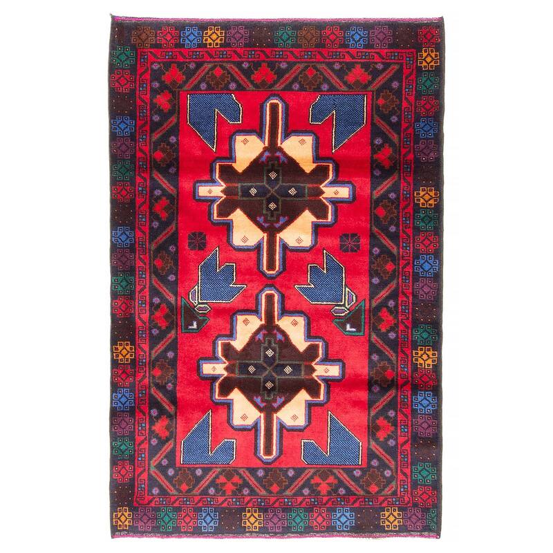 Teimani Red Rug 3'0" x 4'10" - 3'0 x 4'10 - Red - 3'0 x 4'10