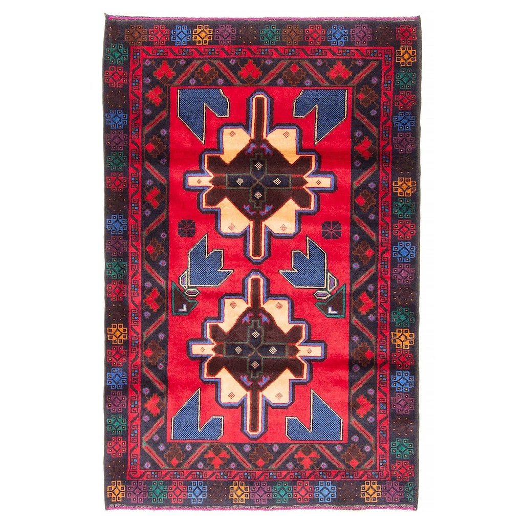 Teimani Red Rug 3'0" x 4'10" - 3'0 x 4'10
