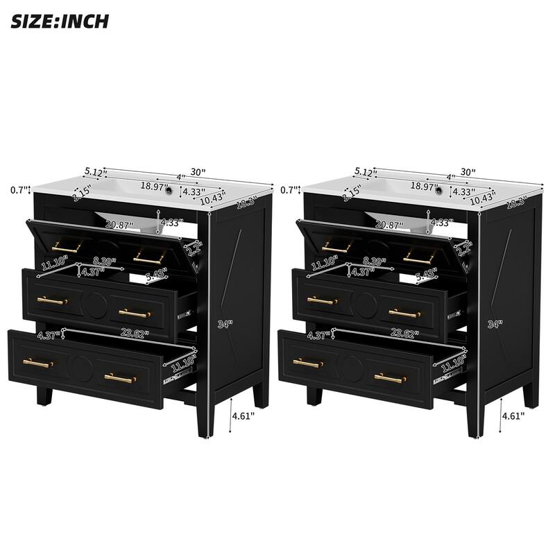 60" Bathroom Vanity Set with Ceramic Sink (Separate), Solid Wood Bathroom Storage Cabinet