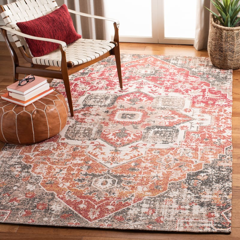 SAFAVIEH Handmade Saffron Ivonne Traditional Tribal Beige/Red Cotton Rug - 3' x 5' - Beige/Red