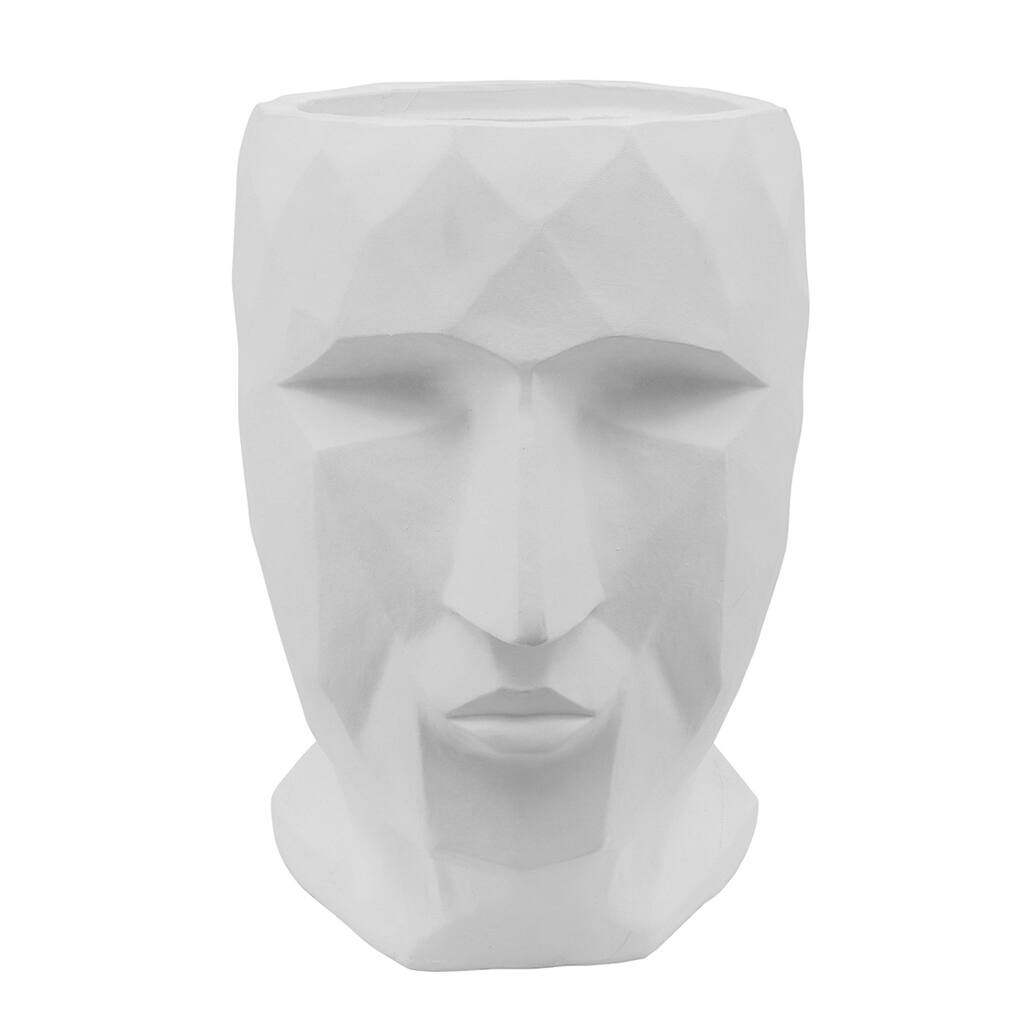 Resin 13"h Face Planter, White 13"H - 11.0" x 11.0" x 13.0"