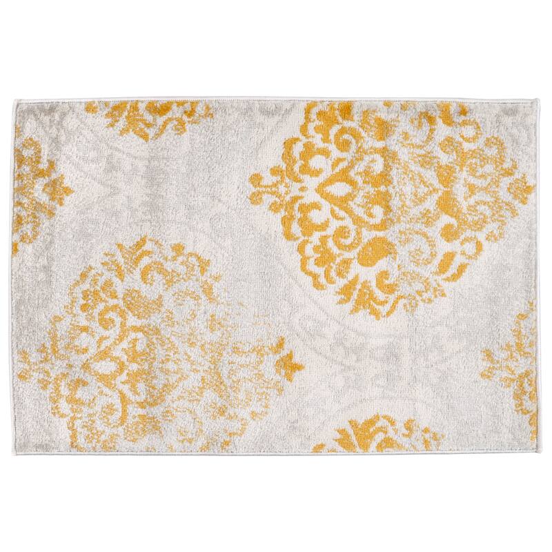 Porch & Den Pascuzzi Distressed Floral Damask Area Rug