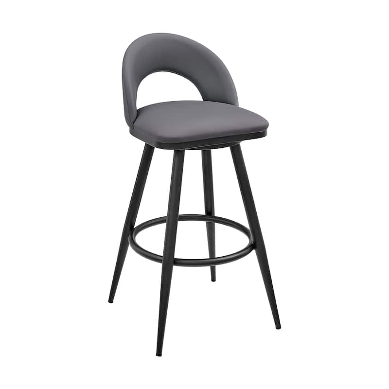 Charlotte Faux Leather and Metal Swivel Counter or Bar Stool