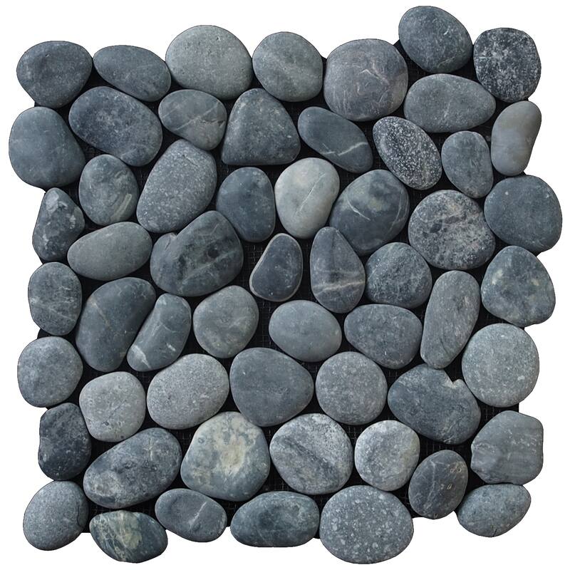 Classic Pebble 11 in. x 11 in. Mesh-Mounted Mosaic Wall and Floor Tile - Black Natural - 11 in. x 11 in.