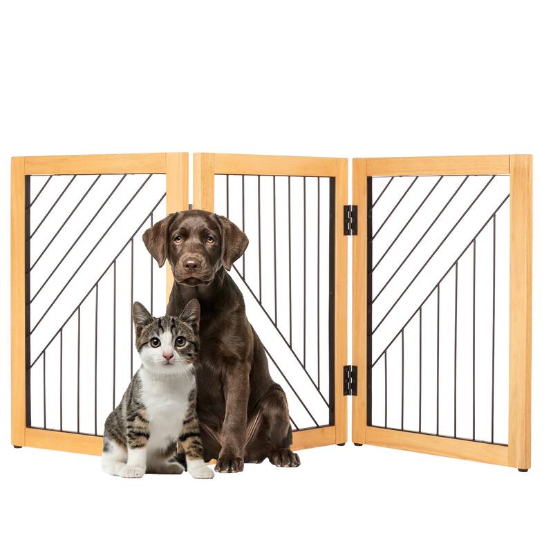 PETMAKER 3-Panel Foldable Pet Gate, Natural - N/A - Natural