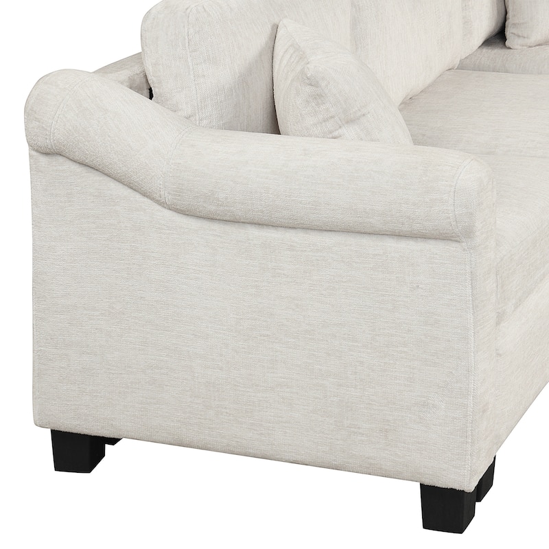 111.8" Chenille U-Shaped Sectional Sofa with Storage Ottoman (6-Seat)