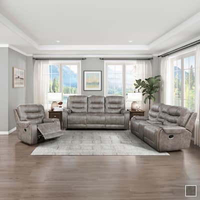 Gerald 3-Piece Microfiber Manual Reclining Sofa Set