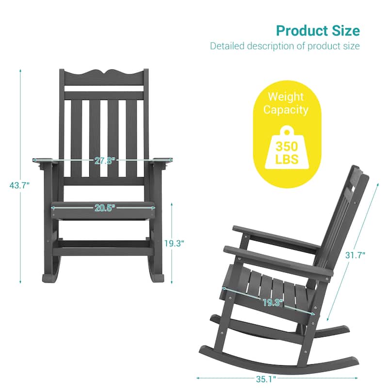 BONOSUKI Patio Adirondack Rocking Chair,Fire Pit Chair Weather Resistant