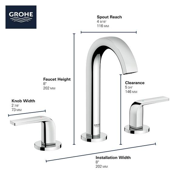 Shop Grohe 20 597 Defined 1 2 Gpm Widespread Bathroom Faucet With Pop Up Overstock 28059997