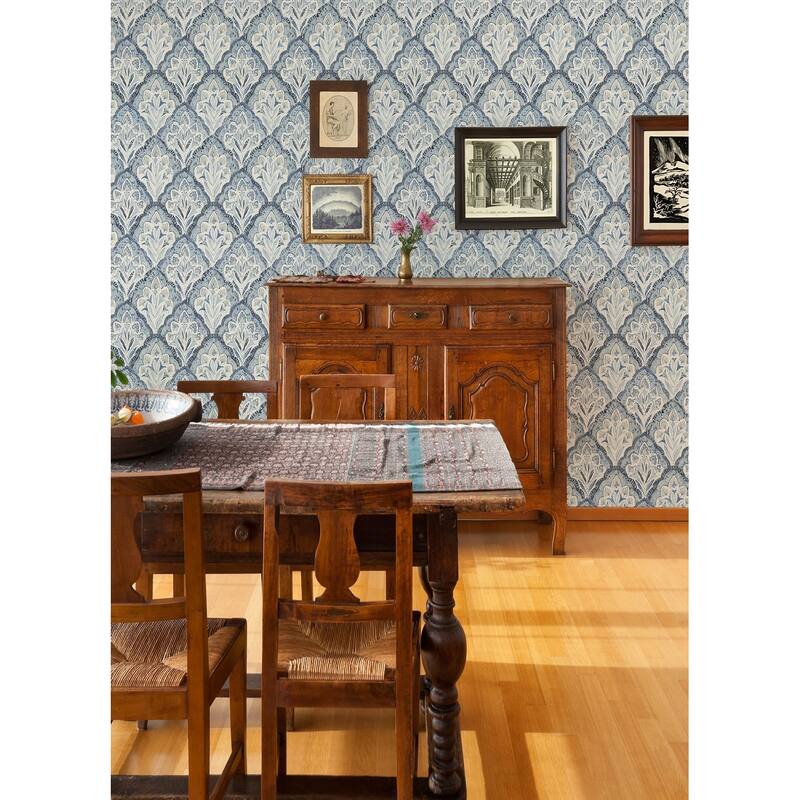 Chesapeake Mimir Blue Quilted Damask Wallpaper