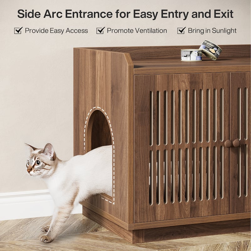 Cat Litter Box Enclosure, 55.1-Inch Extra Large Hidden Litter Box Furniture