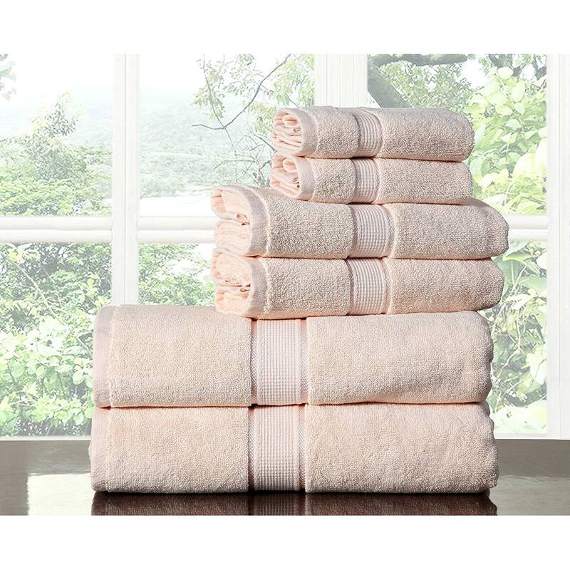 Luxurious 100% Cotton Absorbent 600 GSM 6 Piece Bathroom Towel Set 2 Washcloths, 2 Hand Towels, 2 Bath Towels - Beige