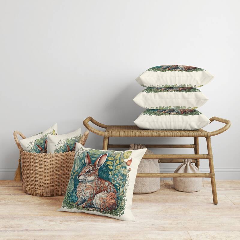 Breezy Bunny Faux Suede Reversible Throw Pillow Green and Bronze